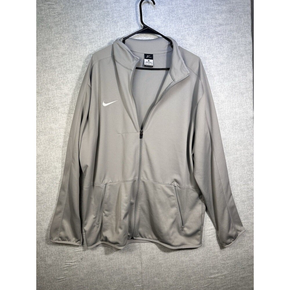 Nike Dri-Fit Full Zip Men’s XL Gray Sweatshirt Running Pockets Warm Up Jacket